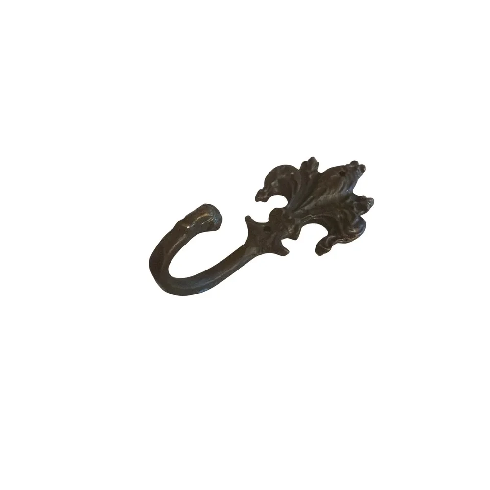 Wall Hook Bronze Fleur De Lis Antique Style Cast Metal Ornate Scroll